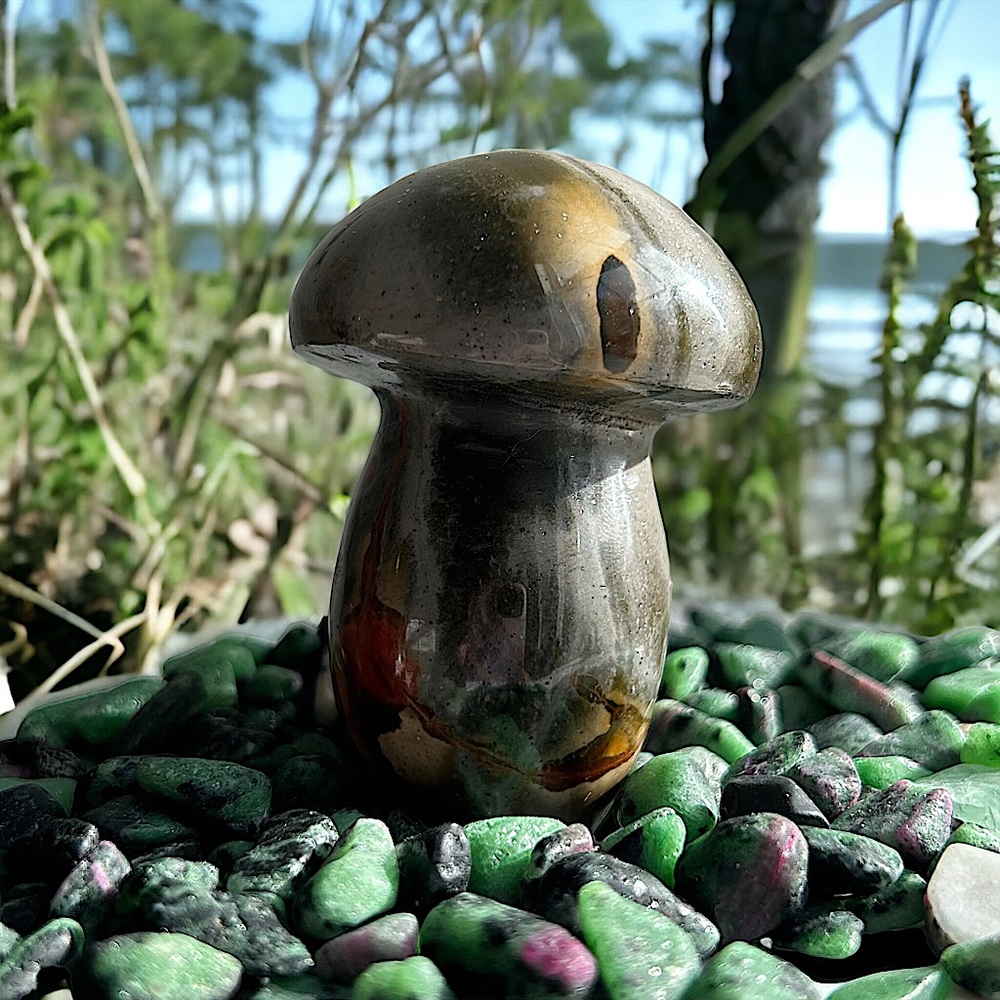 🍄 Polychrome Jasper Mushroom Carving 🍄